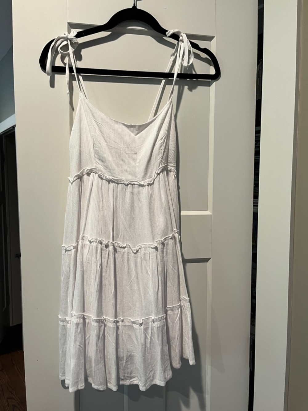 Shein White Tiered Tie-Strap Sundress